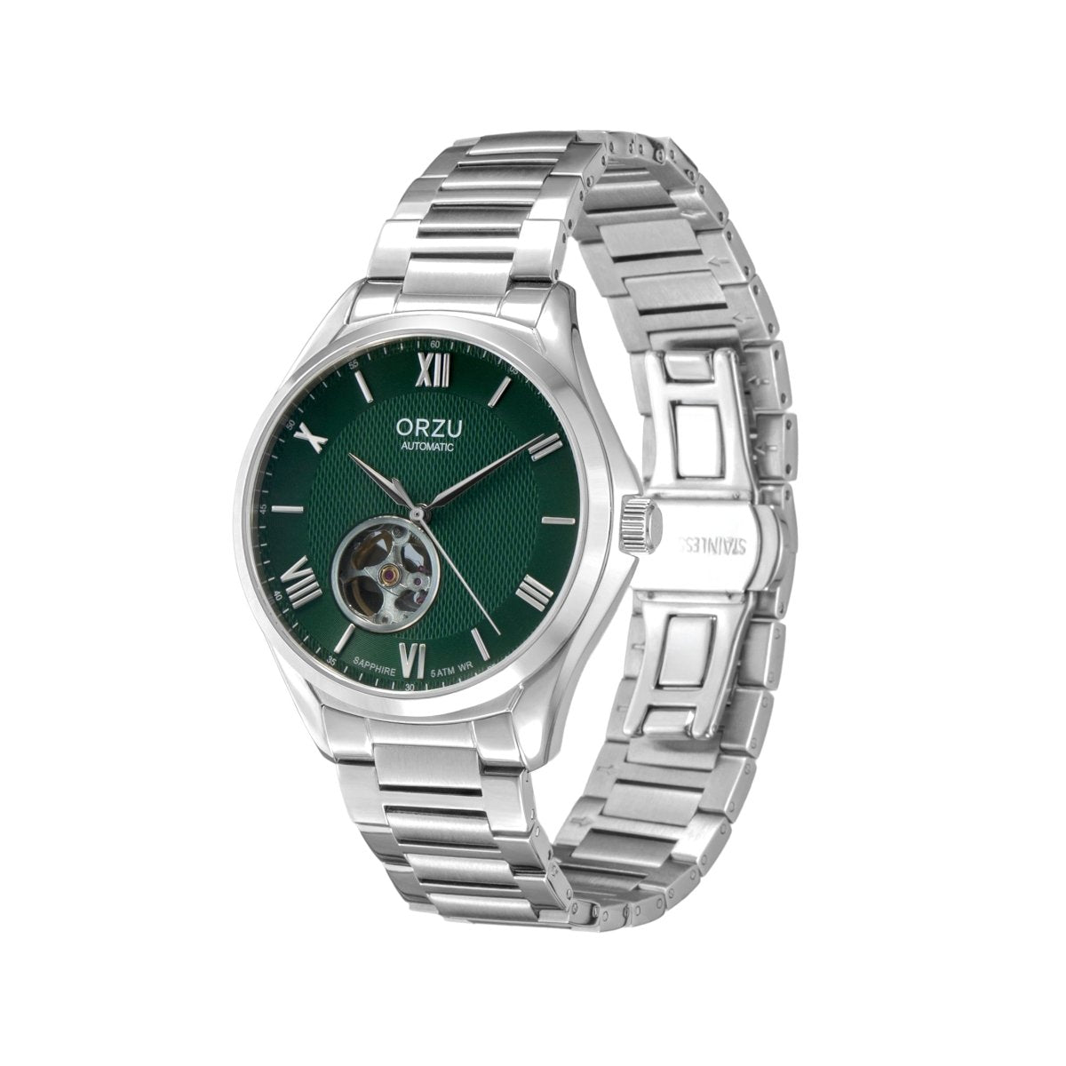 Orzu Watches - Automatic - Green Steel Solid Bracelet
