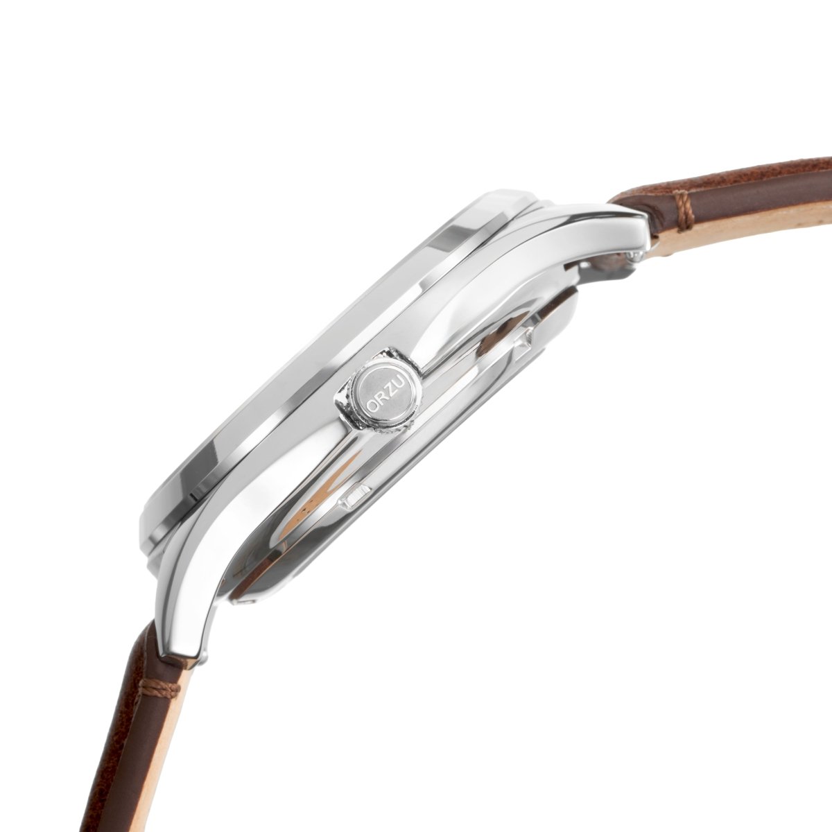 Orzu Watches - Automatic - White Steel Interchangeable Leather