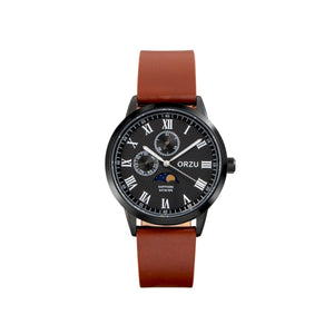 Orzu Watches - Black Multifunction - Interchangeable Leather Strap