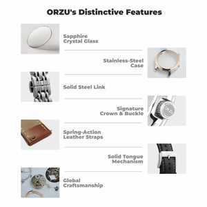 Orzu Watches - Blue Dial Leather Strap Men’s Watch
