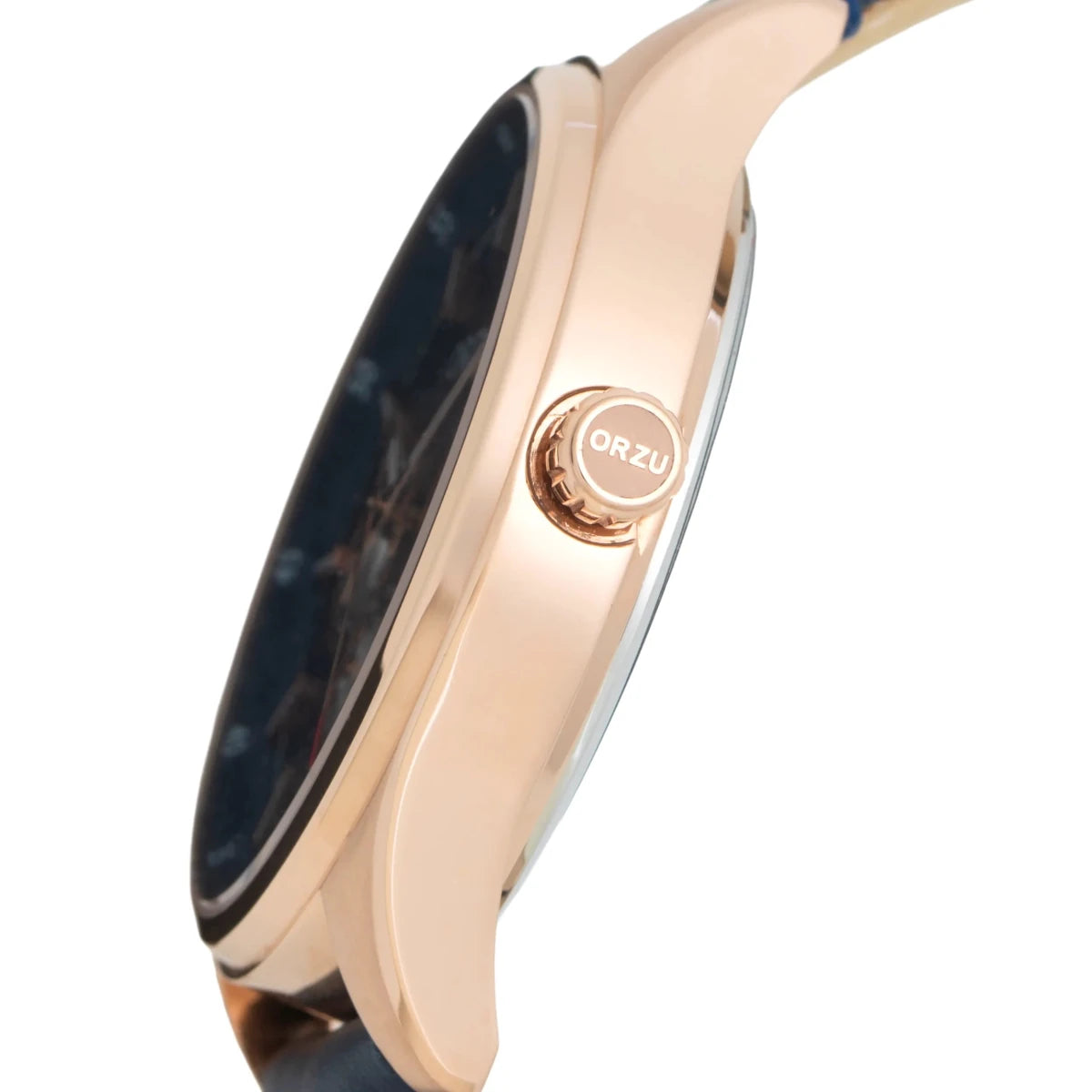 Orzu Watches - Blue Dial Leather Strap Men’s Watch