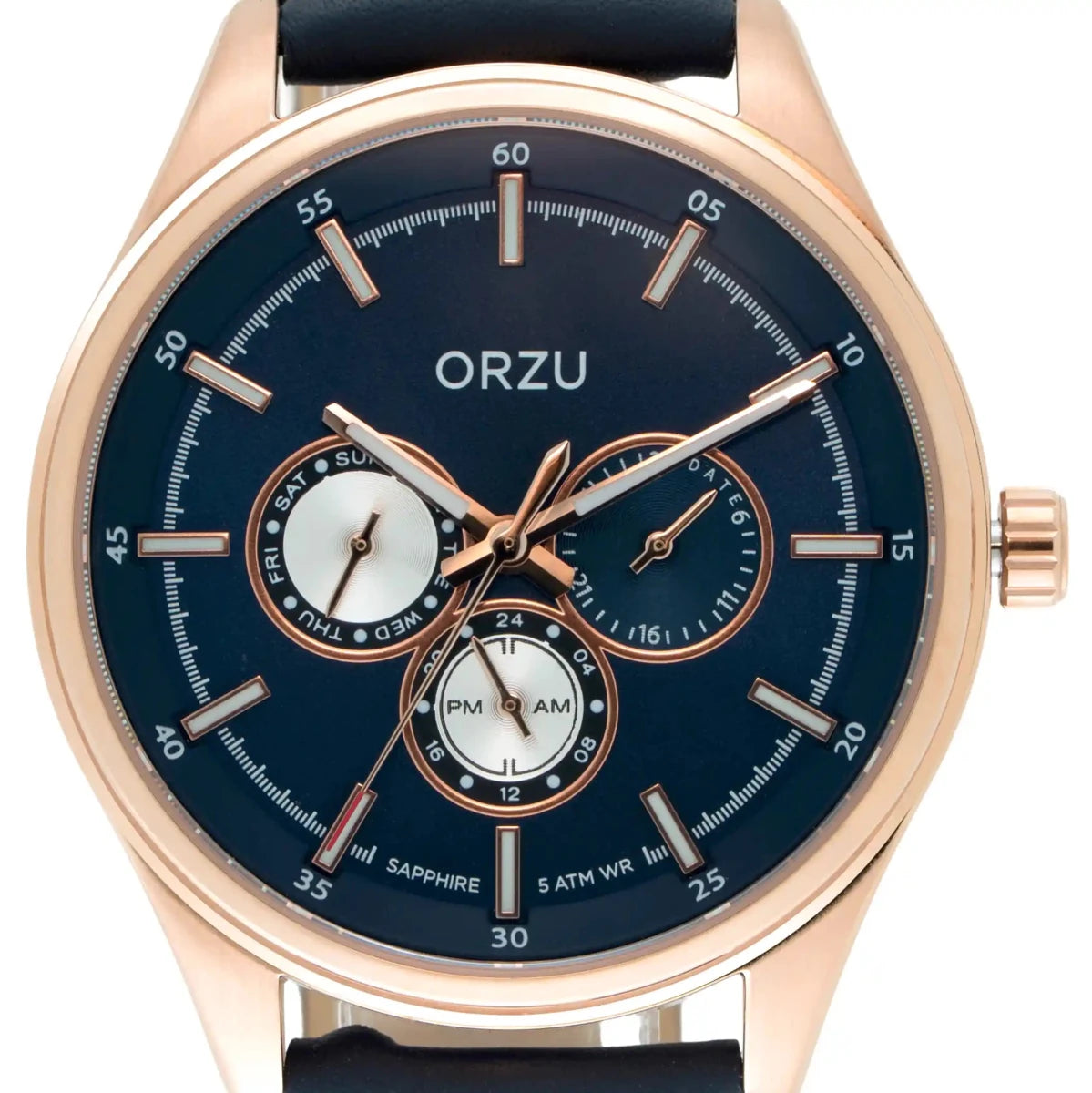 Orzu Watches - Blue Dial Leather Strap Men’s Watch