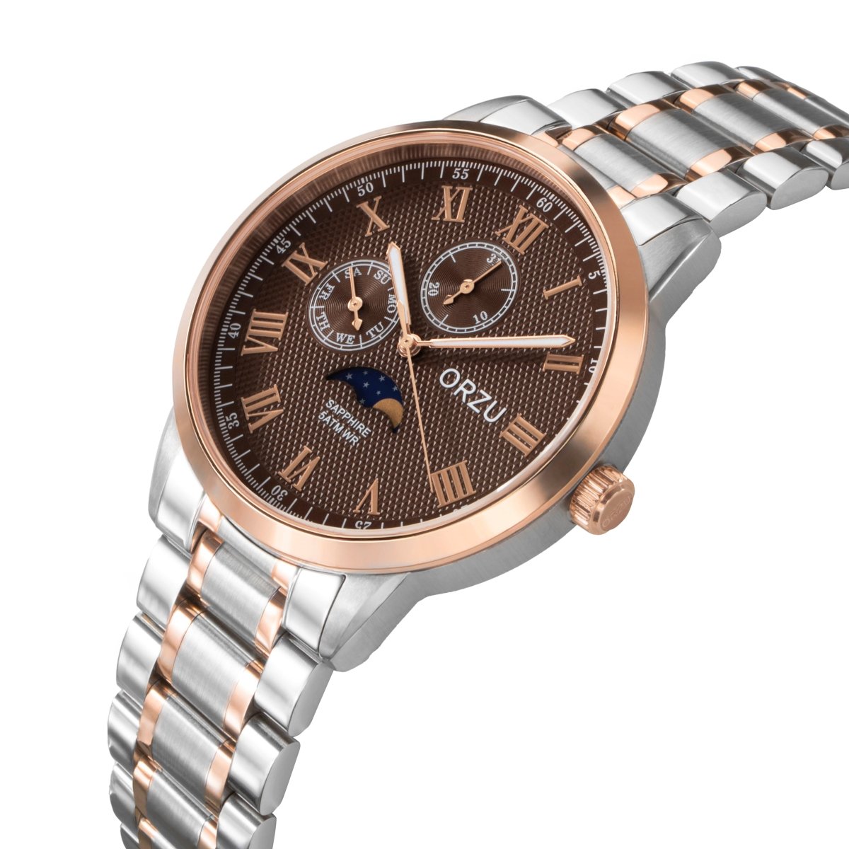 Orzu Watches - Caramel Brown Multifunction - Solid Stainless Steel