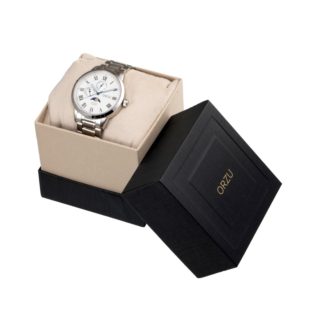 Orzu Watches - Frost White Multifunction - Solid Stainless Steel
