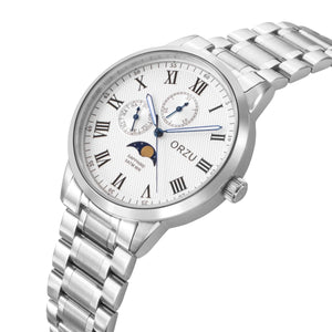 Orzu Watches - Frost White Multifunction - Solid Stainless Steel