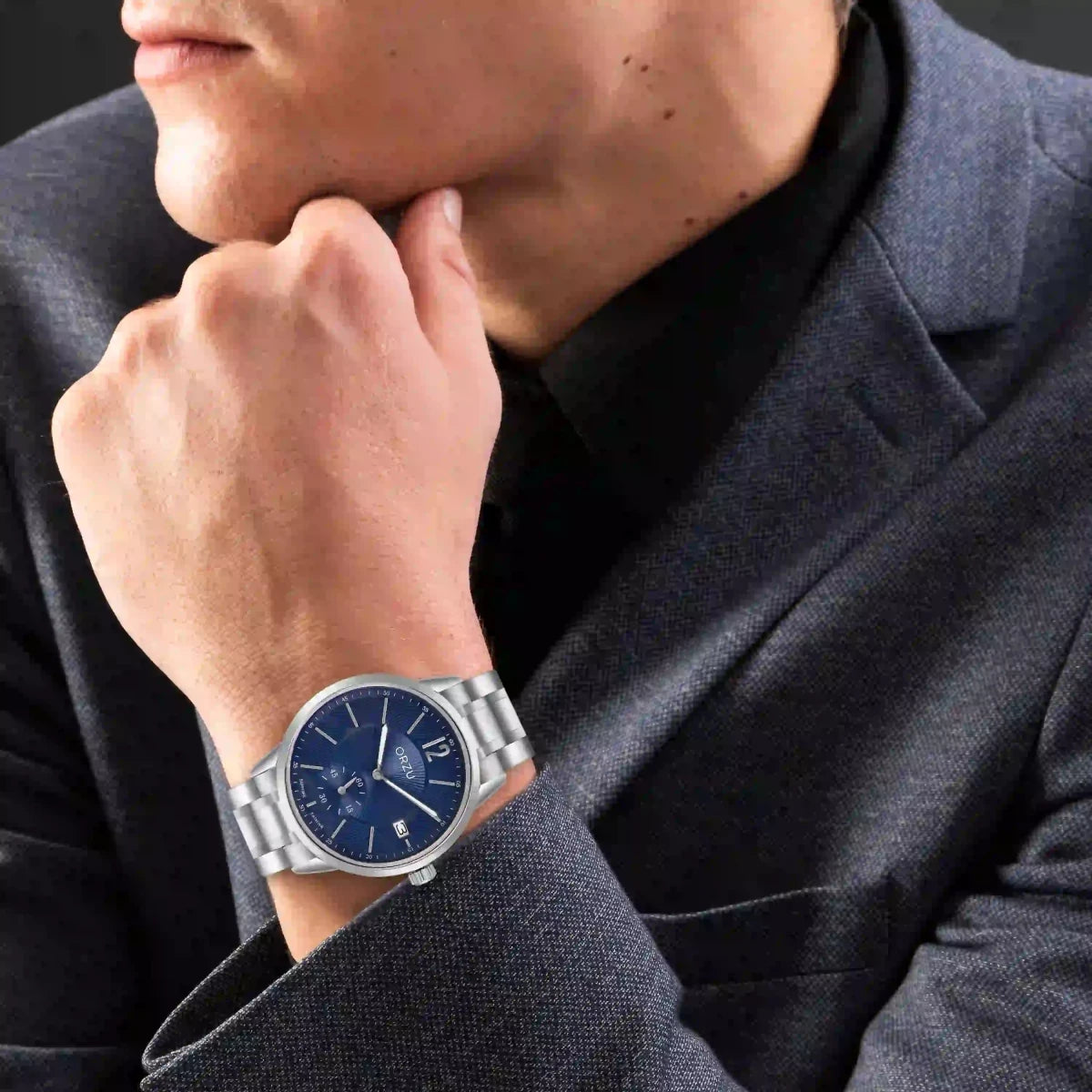 Orzu Watches - ORZU Analog Off Set Blue Dial Men's Watch