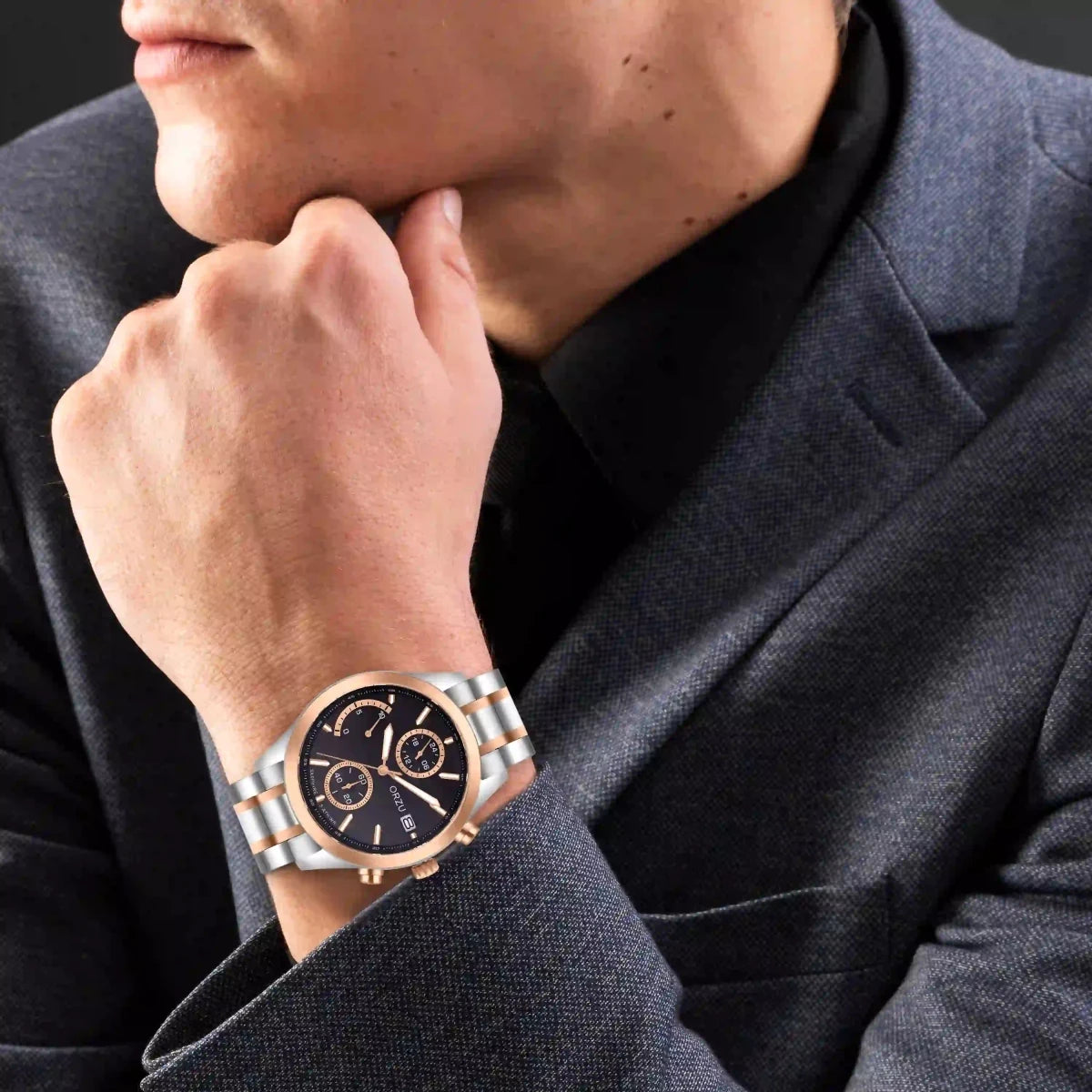 Orzu Watches - ORZU Chronograph Black Dial Men's Watch