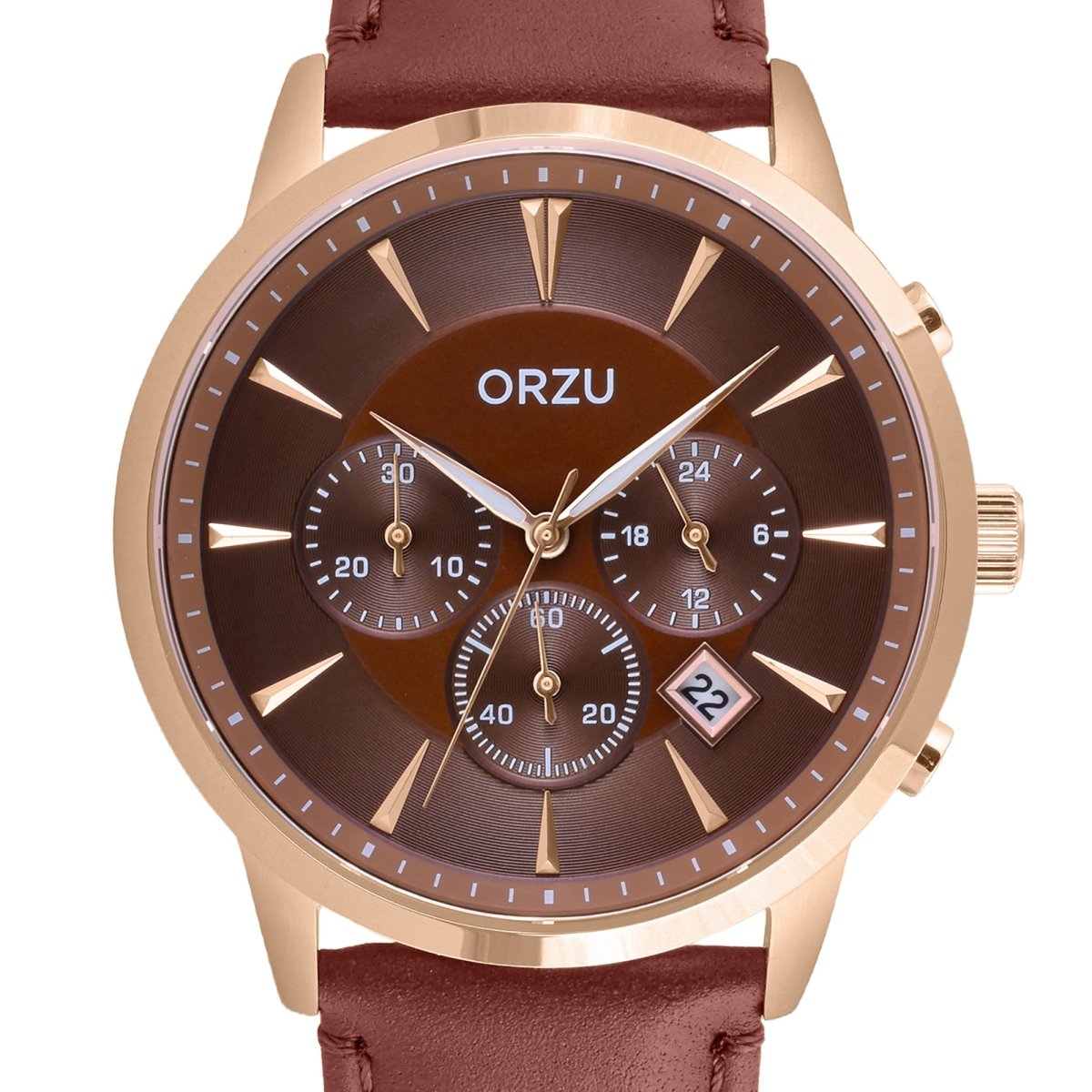Orzu Watches - ORZU Chronograph Brown Dial Men's Watch