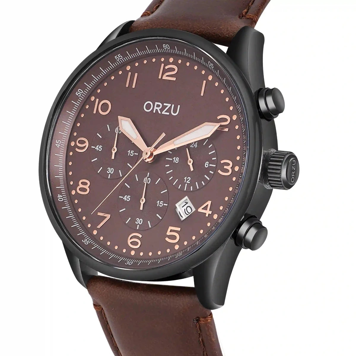Orzu Watches - ORZU Chronograph Brown Dial Men's Watch