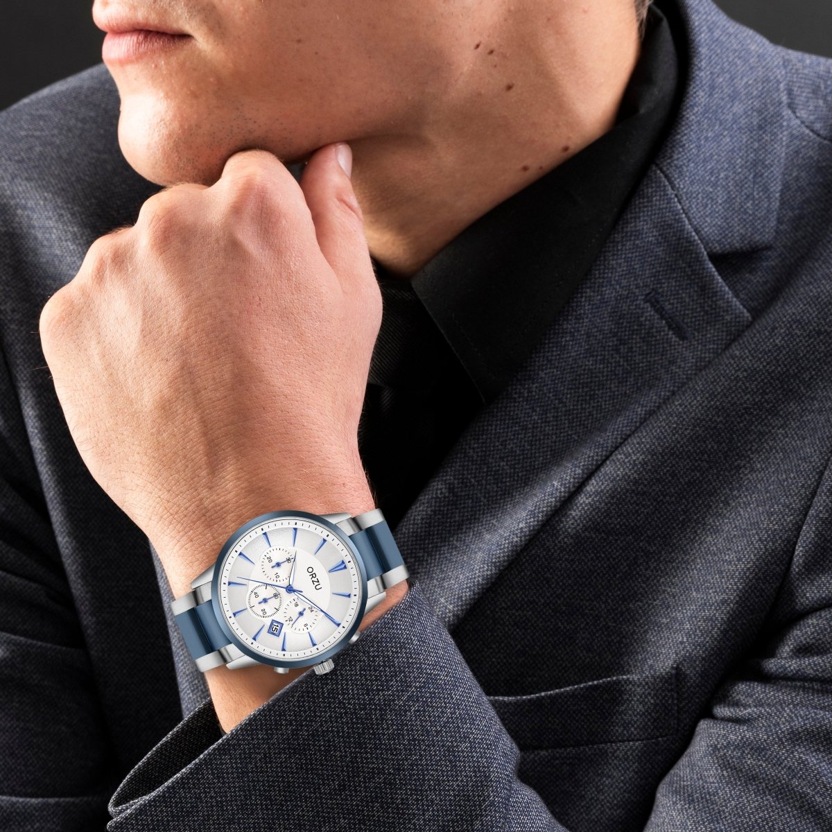 Orzu Watches - ORZU Chronograph Silver Dial Men's Watch