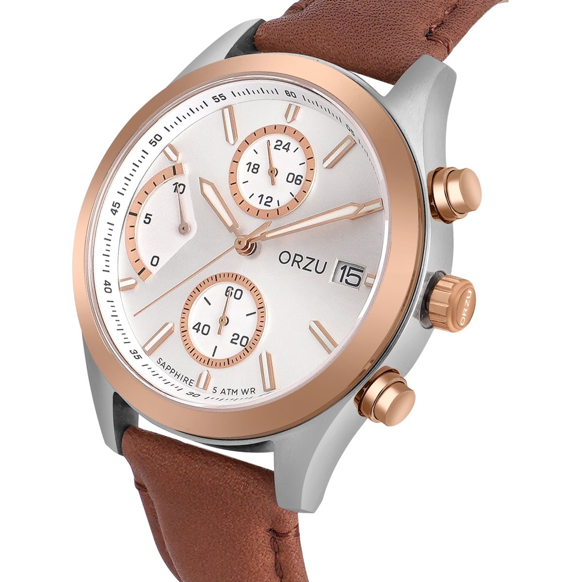 Orzu Watches - ORZU Chronograph Silver Dial Men's Watch
