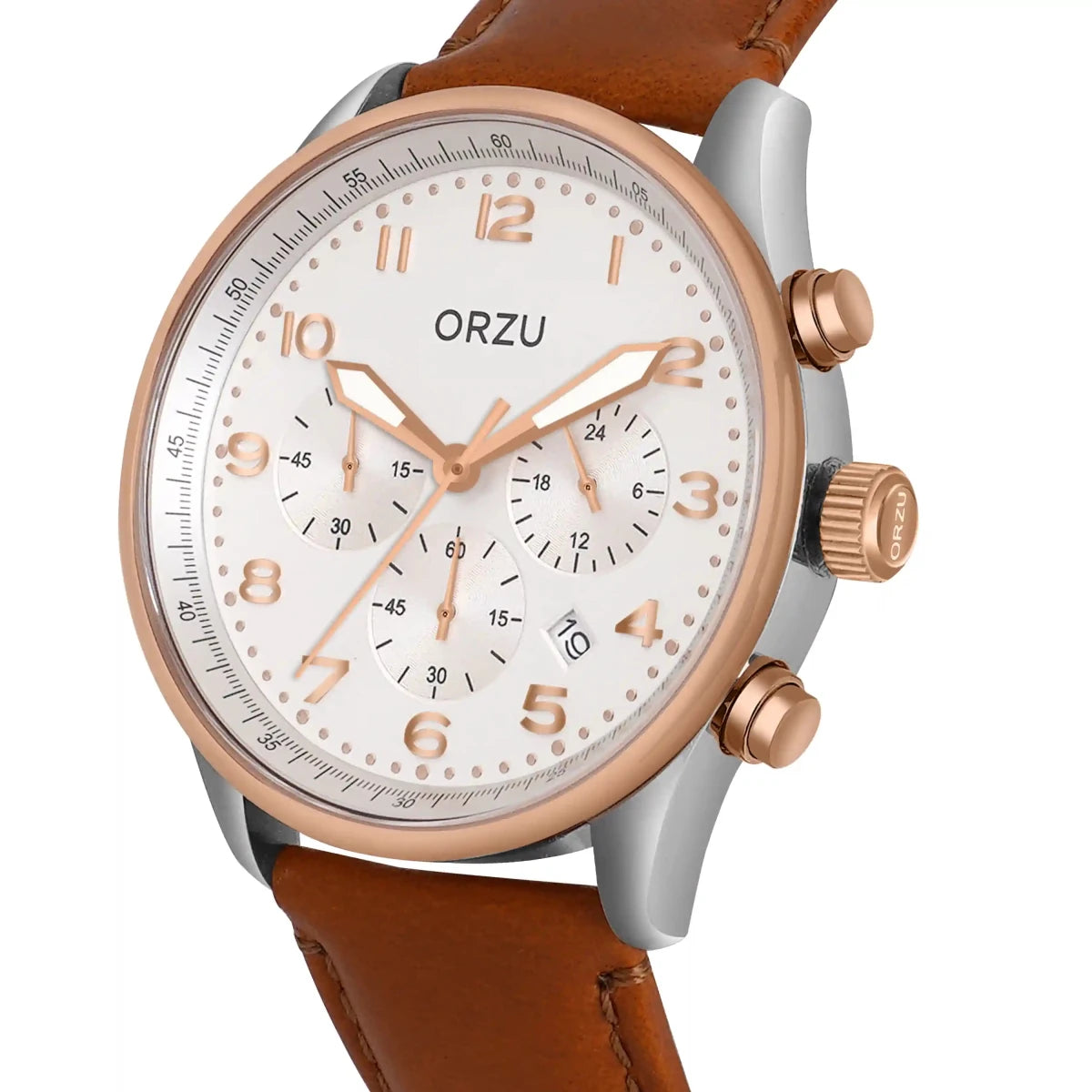 Orzu Watches - ORZU Chronograph White Dial Men's Watch