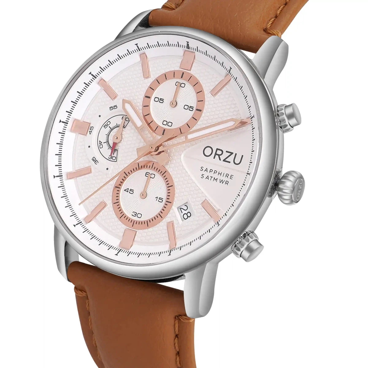 Orzu Watches - ORZU Chronograph White Dial Men's Watch