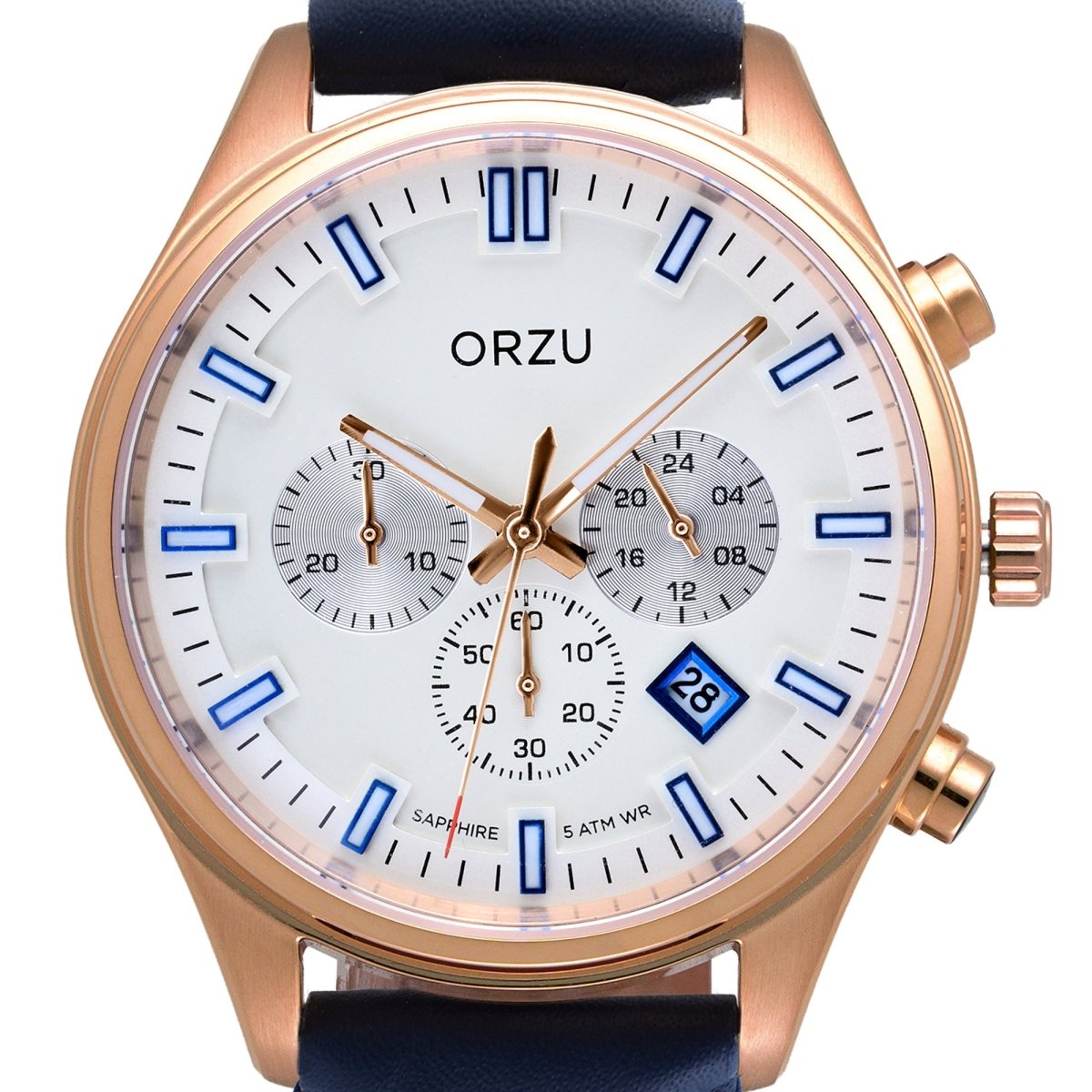 Orzu Watches - ORZU Chronograph White Dial Men's Watch