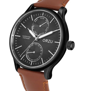 Orzu Watches - ORZU Multifunction Black Dial Men's Watch