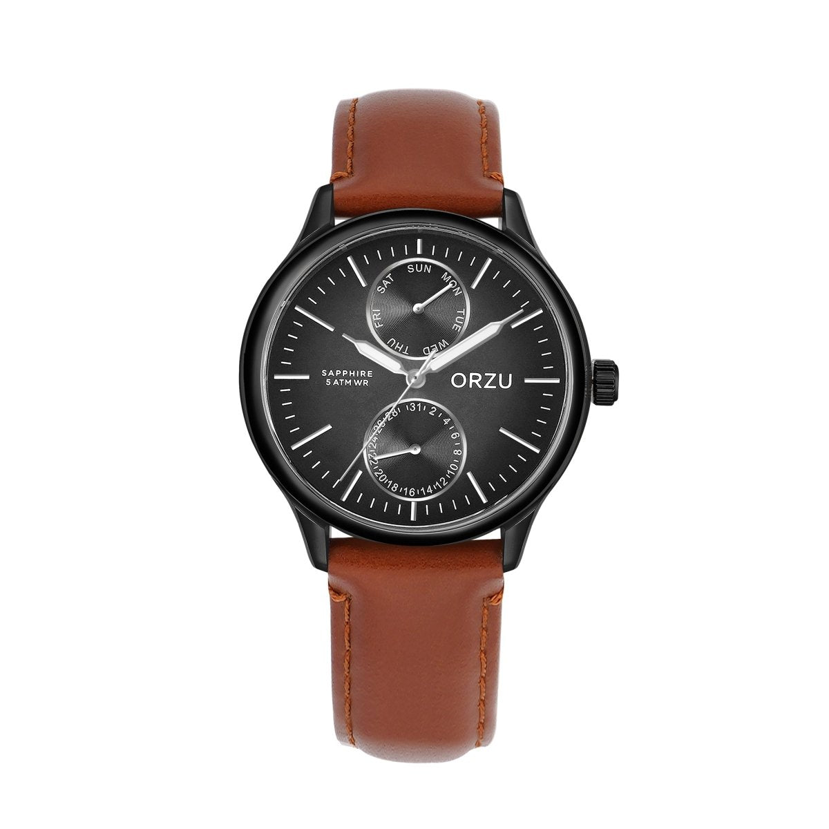 Orzu Watches - ORZU Multifunction Black Dial Men's Watch