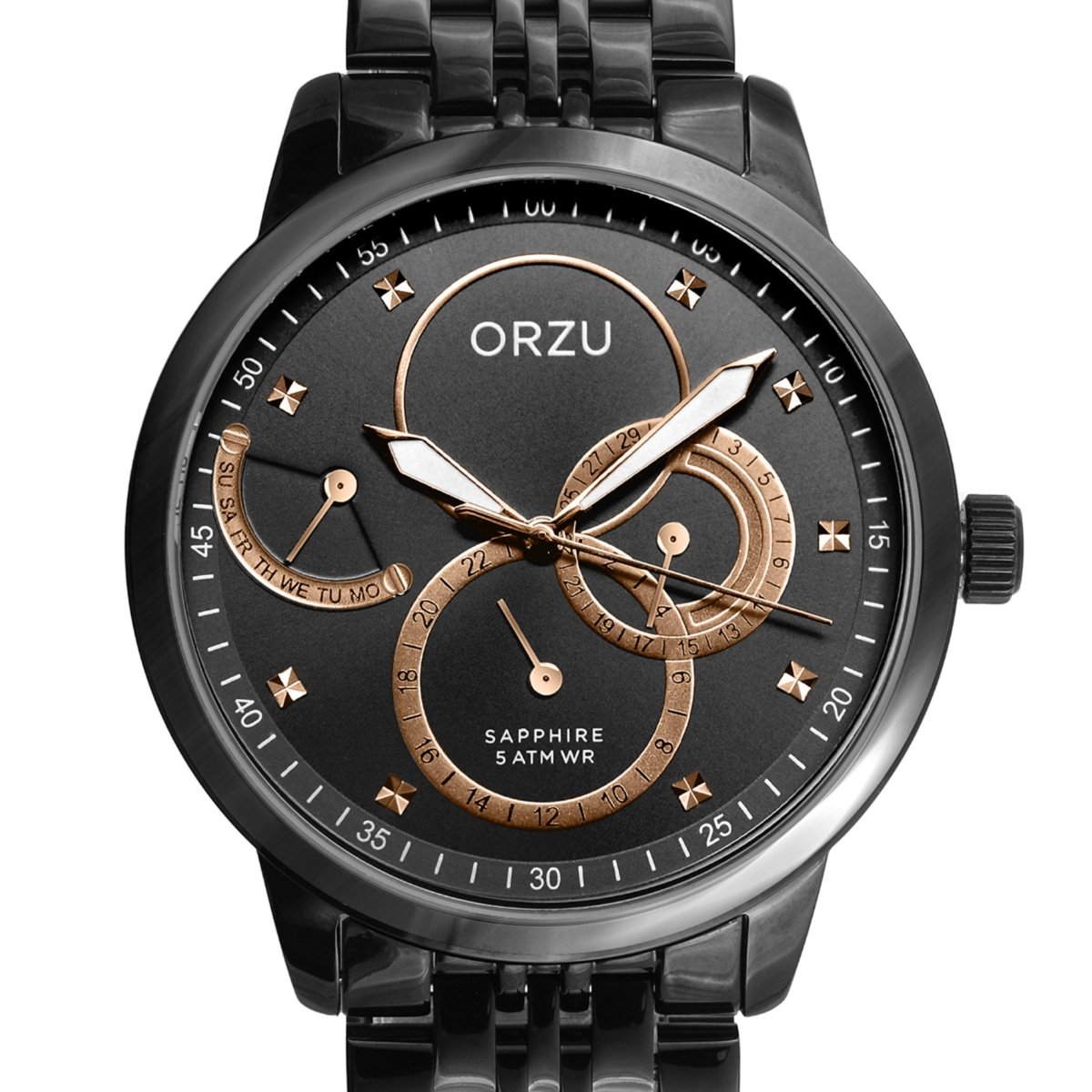 Orzu Watches - ORZU Multifunction Black Dial Men's Watch
