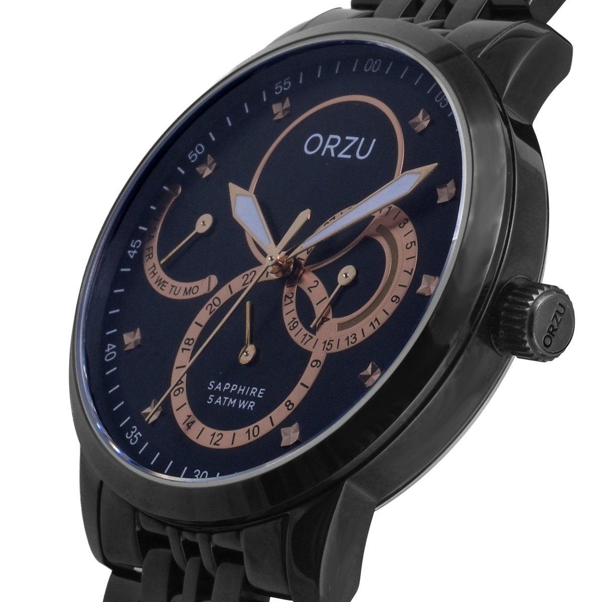Orzu Watches - ORZU Multifunction Black Dial Men's Watch