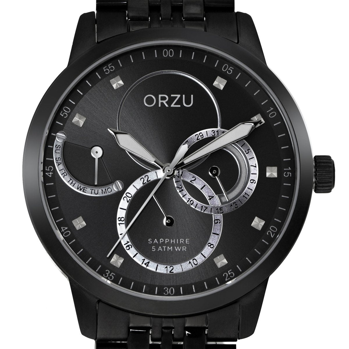 Orzu Watches - ORZU Multifunction Black Dial Men's Watch