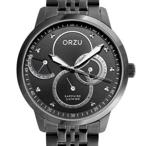 Orzu Watches - ORZU Multifunction Black Dial Men's Watch