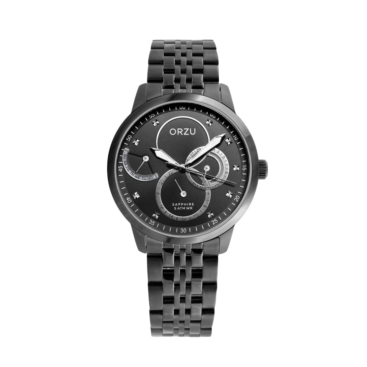 Orzu Watches - ORZU Multifunction Black Dial Men's Watch