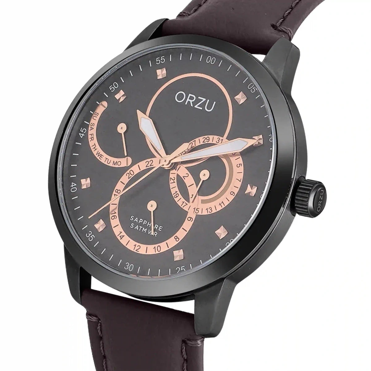 Orzu Watches - ORZU Multifunction Black Dial Men's Watch