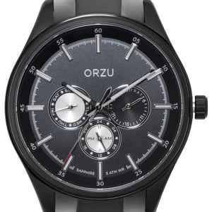 Orzu Watches - ORZU Multifunction Black Dial Men's Watch