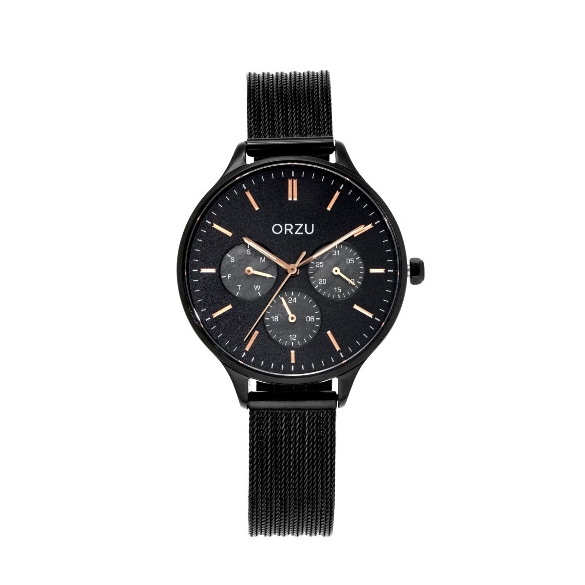 Orzu Watches - ORZU Multifunction Black Dial Women's Watch