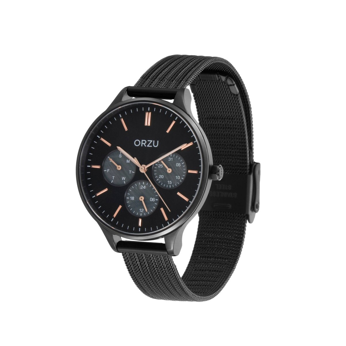 Orzu Watches - ORZU Multifunction Black Dial Women's Watch