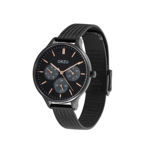 Orzu Watches - ORZU Multifunction Black Dial Women's Watch