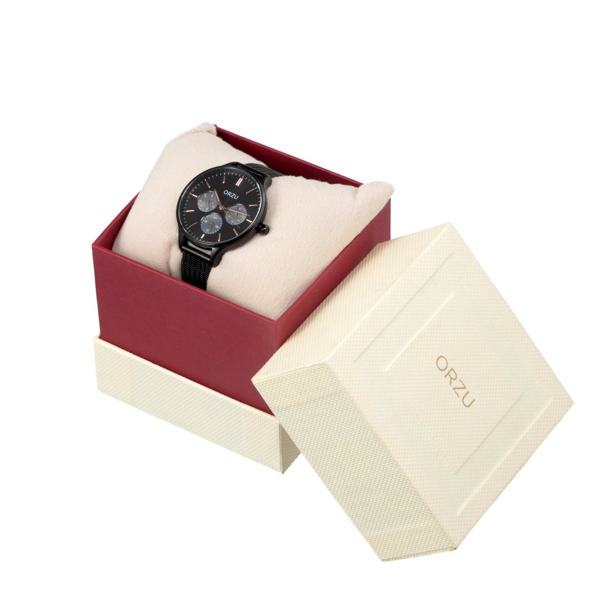 Orzu Watches - ORZU Multifunction Black Dial Women's Watch