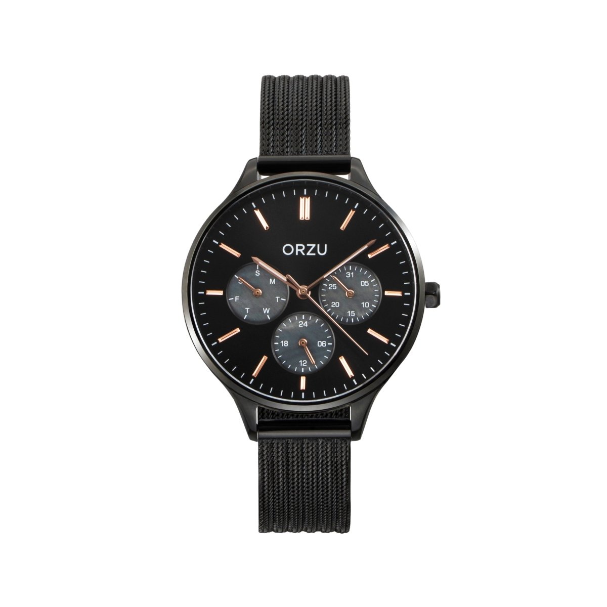 Orzu Watches - ORZU Multifunction Black Dial Women's Watch