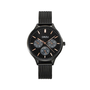 Orzu Watches - ORZU Multifunction Black Dial Women's Watch