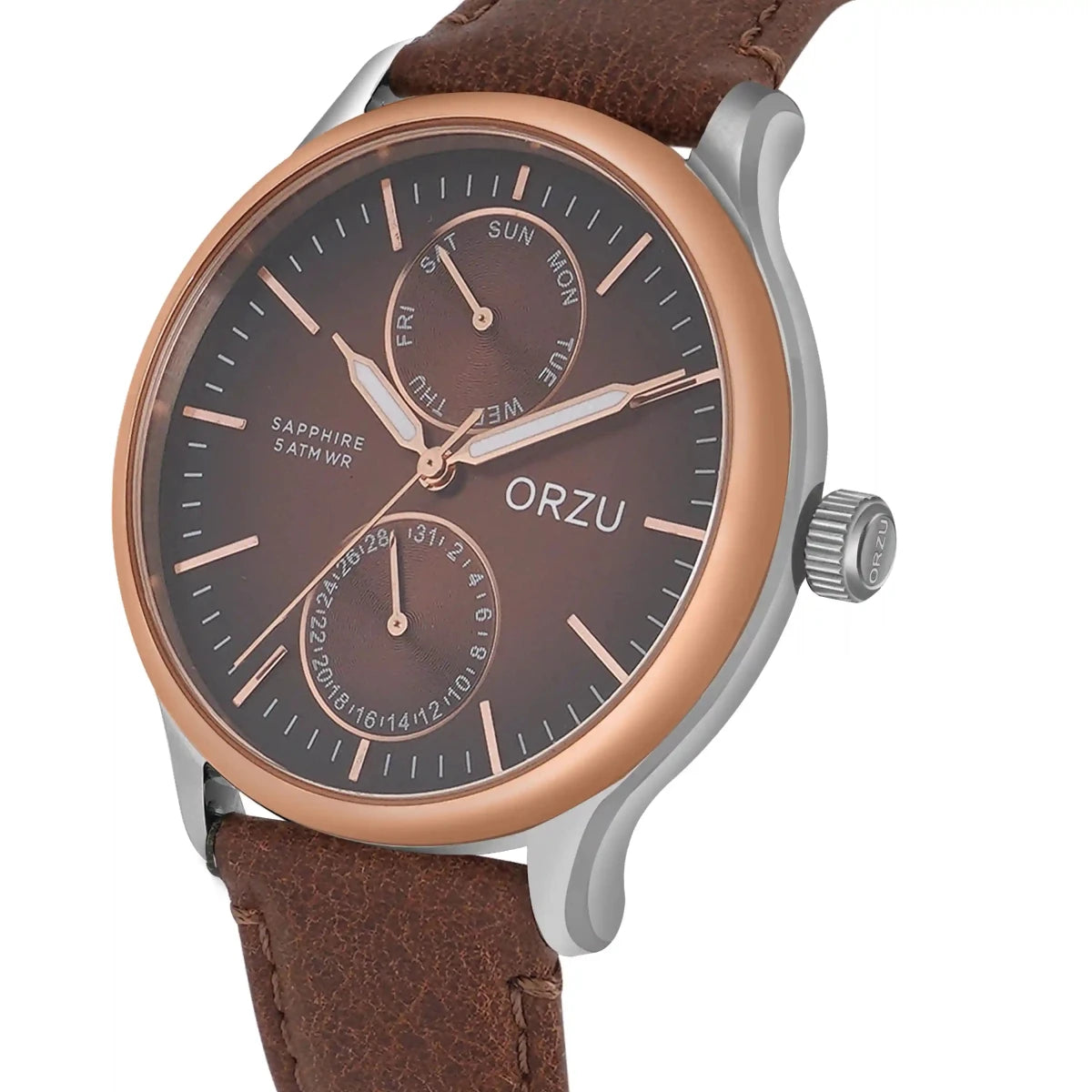 Orzu Watches - ORZU Multifunction Brown Dial Men's Watch