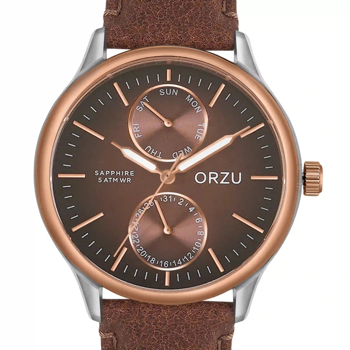 Orzu Watches - ORZU Multifunction Brown Dial Men's Watch