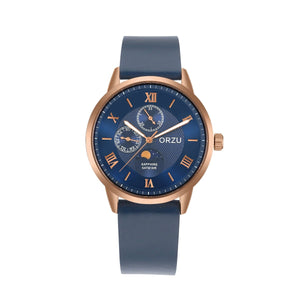 Orzu Watches - ORZU Multifunction Moon Phase Blue Dial Men's Watch