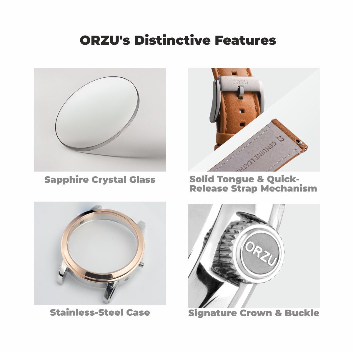 Orzu Watches - ORZU Multifunction Moon Phase White Dial Men's Watch
