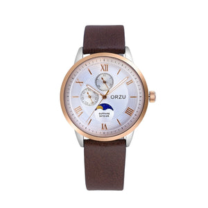 Orzu Watches - ORZU Multifunction Moon Phase White Dial Men's Watch
