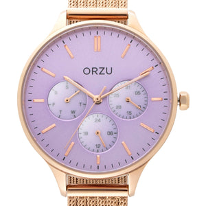 Orzu Watches - ORZU Multifunction Purple Dial Women's Watch