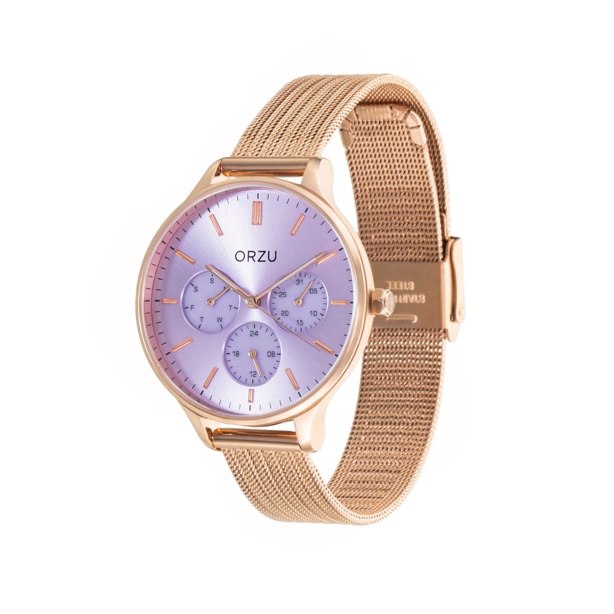 Orzu Watches - ORZU Multifunction Purple Dial Women's Watch