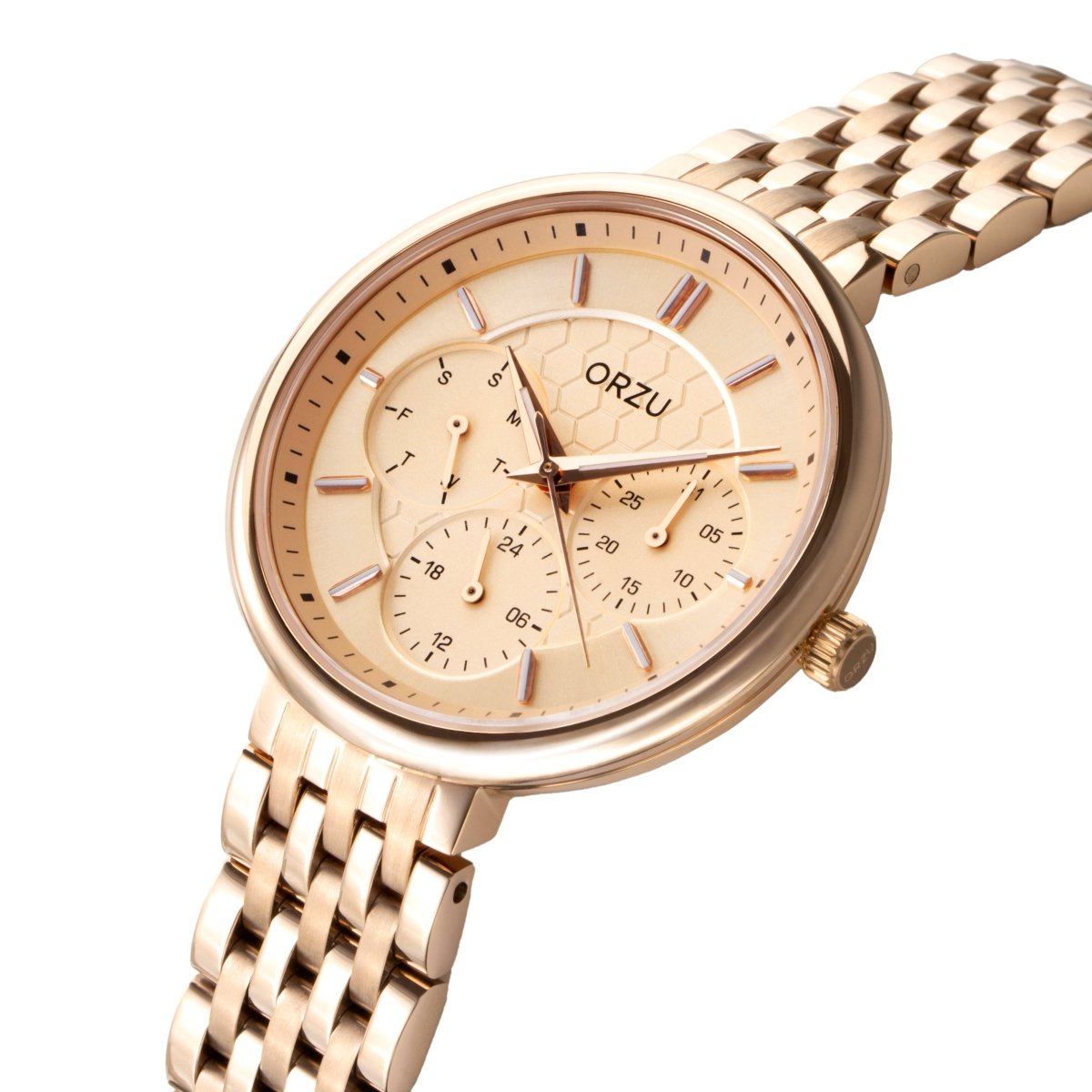 Orzu Watches - ORZU Multifunction Rose Gold Dial Women's Watch