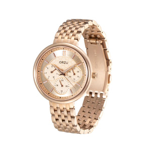 Orzu Watches - ORZU Multifunction Rose Gold Dial Women's Watch