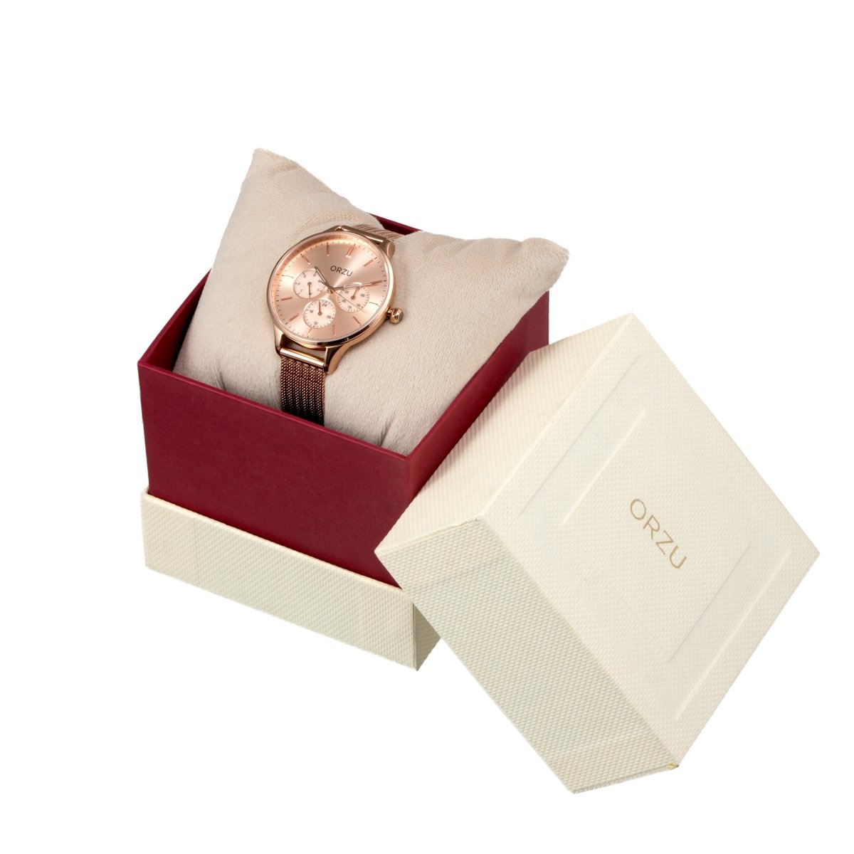 Orzu Watches - ORZU Multifunction Rose Gold Dial Women's Watch