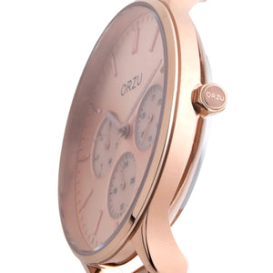 Orzu Watches - ORZU Multifunction Rose Gold Dial Women's Watch