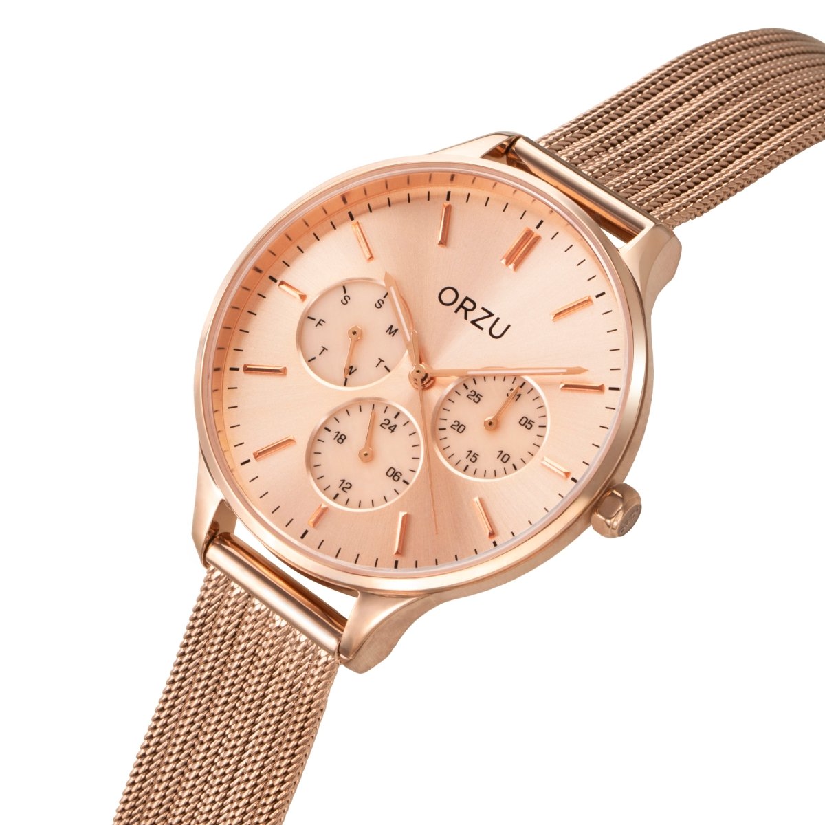 Orzu Watches - ORZU Multifunction Rose Gold Dial Women's Watch