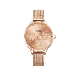 Orzu Watches - ORZU Multifunction Rose Gold Dial Women's Watch