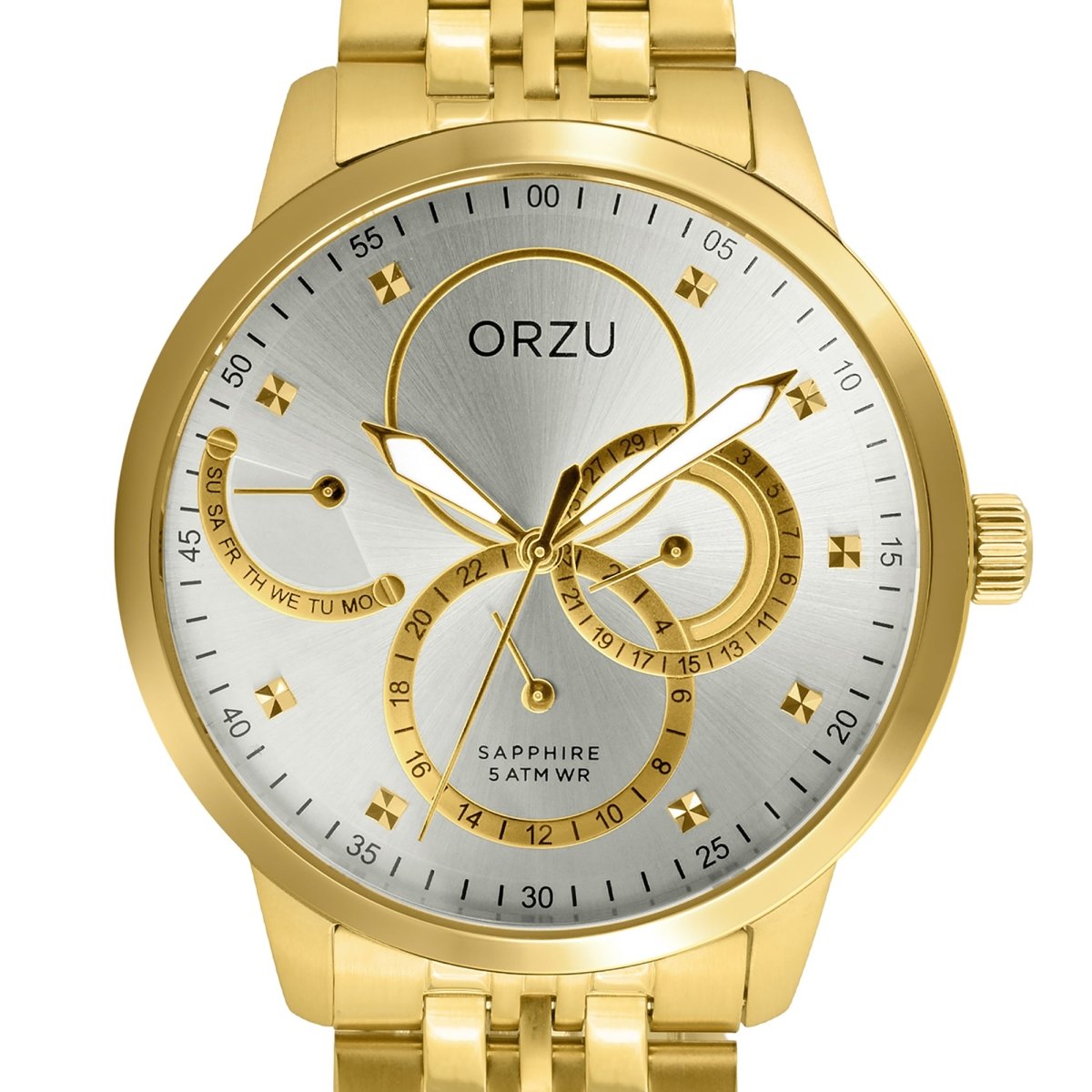 Orzu Watches - ORZU Multifunction Silver Dial Men's Watch