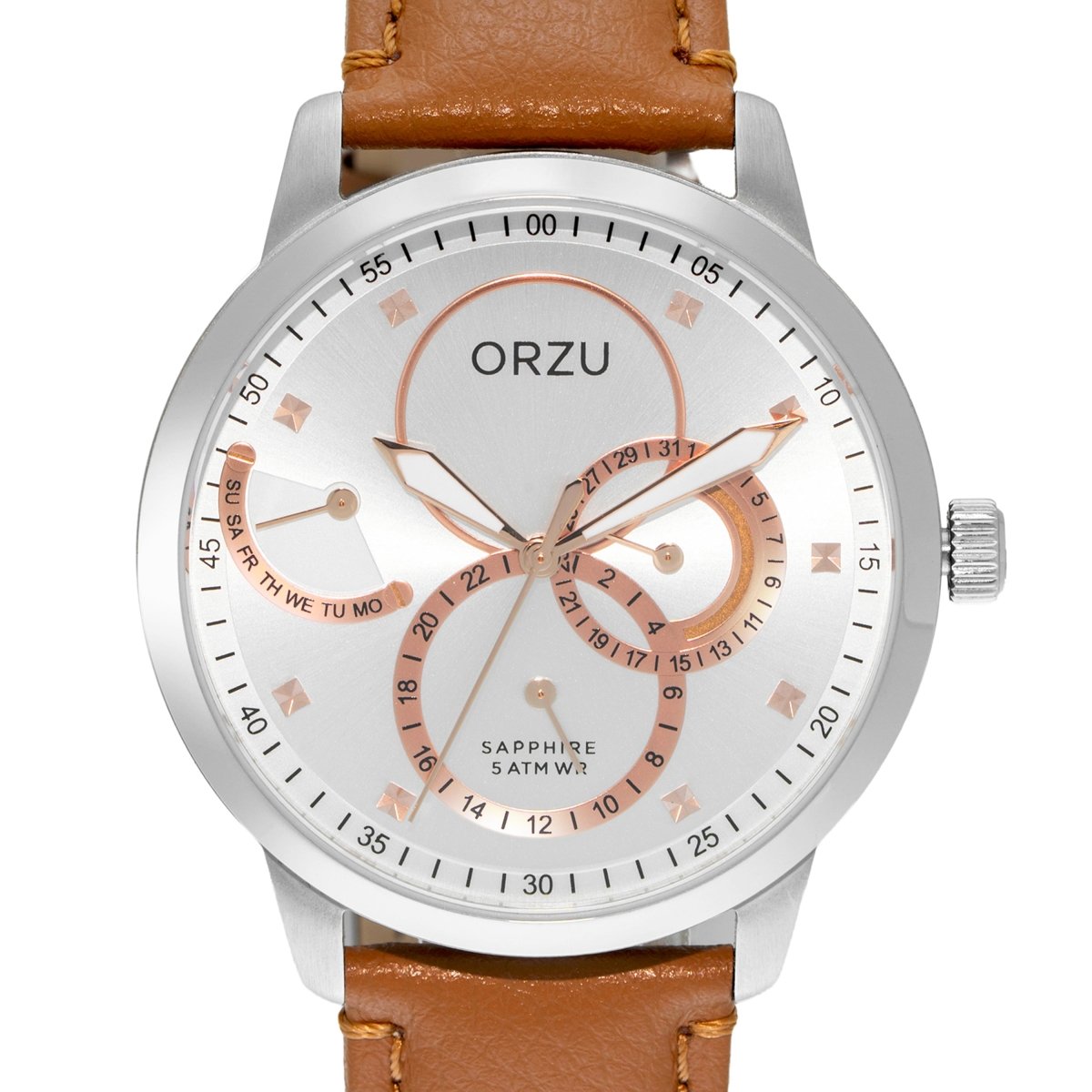 Orzu Watches - ORZU Multifunction Silver Dial Men's Watch
