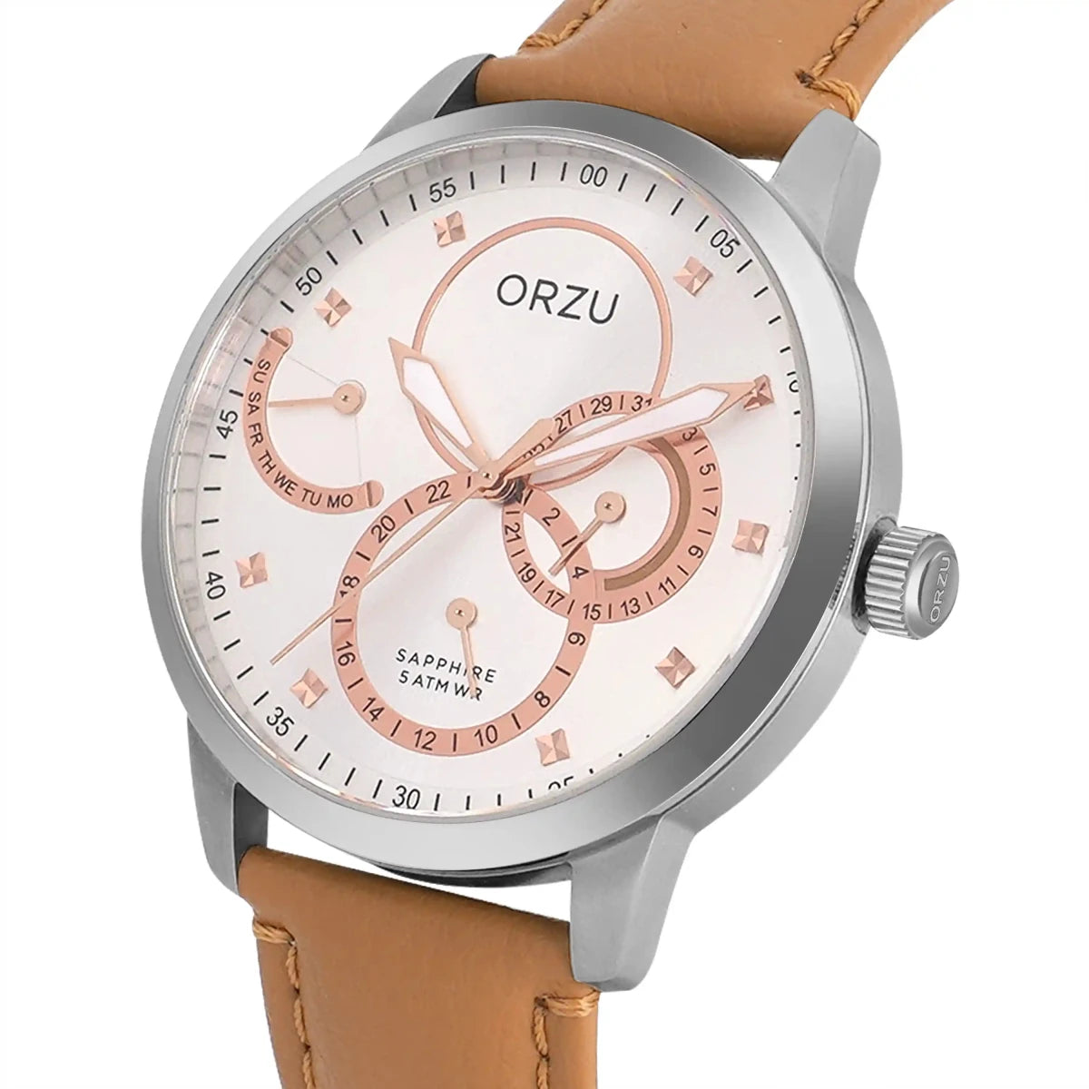Orzu Watches - ORZU Multifunction Silver Dial Men's Watch