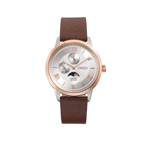 Orzu Watches - Pearl White Multifunction - Interchangeable Leather Strap